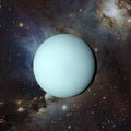 Solar system planet Uranus on nebula background 3d rendering. Elements of this image furnished by NASA Royalty Free Stock Photo