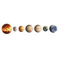 Solar System Planets Aligned White Background Royalty Free Stock Photo