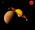 Solar system with planets and asteroids as a coronavirus. Elements of this image furnished by NASA