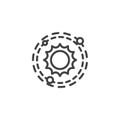Solar system planets line icon