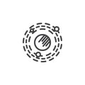 Solar system planets line icon