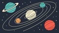 Solar System Planets Orbit Vector Illustration, vector design Generative AI Royalty Free Stock Photo