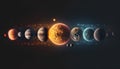 Solar system planets and stars in space. Elements of this image furnished by NASA Royalty Free Stock Photo