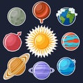 Solar system or planets sticker set. Royalty Free Stock Photo