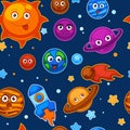 Solar system planets sun in galaxy cosmos characters vector Royalty Free Stock Photo