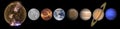 Solar system planets and the Sun in a row Royalty Free Stock Photo