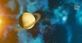 The solar system saturn planet concept over galactic background  saturn and Milky Way solar system planets astronomy concept Royalty Free Stock Photo