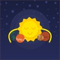 Solar system. Sun hugging planets Royalty Free Stock Photo