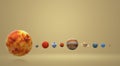 Solar universe 3d rendering for science or education content