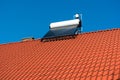 Solar water heater boiler on residentual house rooftop