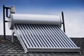 Solar Water Heater - Evacuated Glass Tubes Royalty Free Stock Photo