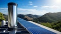 Solar Water Heater Storage Tank, Solar Panels On Roof Of Modern Building. Domestic Water Royalty Free Stock Photo