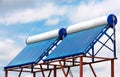 Solar water heaters on the roof close up Royalty Free Stock Photo