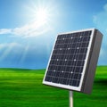 Solarcell out door with with sun shining on blue sky Royalty Free Stock Photo