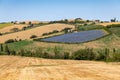 Solarcell park on the hills of Monte Porzio in Pesaro e Urbino in Italy Royalty Free Stock Photo