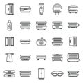 Solarium icons set outline vector. Bronze bed