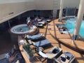 The Solarium, indoor pool onboard cruise ship.