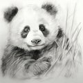 Solarized Panda: Bold Expressions In Matte Pencil Sketch With Unique Brushwork