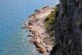 Steep rocks in Solarolo on Lake Garda. Brescia, Italy, Europe.