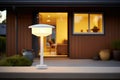 solarpowered faro lamp in suburban setting