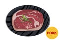 solated pice of meat prepared on white plate and decoration with rosemary