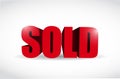 Sold 3d red sign illustration design