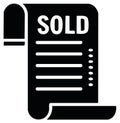 Sold Document Glyph Icon for Completed Sale and Purchase Royalty Free Stock Photo