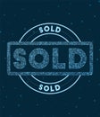 Sold. Glowing round badge. Royalty Free Stock Photo