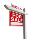 Sold Home For Sale Real Estate Sign Isolated on a White Background with Transparent PNG Option. Royalty Free Stock Photo