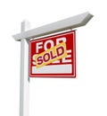 Sold Home For Sale Real Estate Sign Isolated on a White Background with Transparent PNG Option. Royalty Free Stock Photo