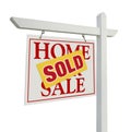 Sold Home For Sale Real Estate Sign on White Royalty Free Stock Photo
