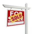 Sold Home For Sale Real Estate Sign on White