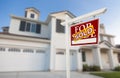 Sold Home For Sale Sign in Front of New House Royalty Free Stock Photo