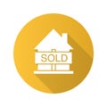 Sold house flat design long shadow glyph icon Royalty Free Stock Photo