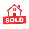 Sold house. Flat vector illustration Royalty Free Stock Photo