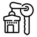 Sold house key icon outline vector. Agency business Royalty Free Stock Photo