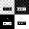 Sold icon isolated on black, white and transparent background. Sold sticker. Sold signboard. Vector Royalty Free Stock Photo