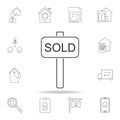 Sold icon, sold out symbol. Set of sale real estate element icons. Premium quality graphic design. Signs, outline symbols c Royalty Free Stock Photo