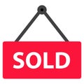 Sold icon on white background. sold out icon for your web site design, logo, app, UI. hanging sale symbol. sold sign Royalty Free Stock Photo