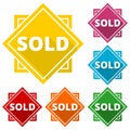 Sold icons set with long shadow Royalty Free Stock Photo