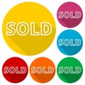 Sold icons set with long shadow Royalty Free Stock Photo