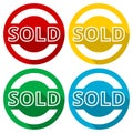 Sold icons set with long shadow Royalty Free Stock Photo