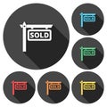 Sold Icons set with long shadow Royalty Free Stock Photo