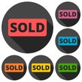Sold icons set with long shadow Royalty Free Stock Photo
