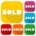 Sold icons set with long shadow Royalty Free Stock Photo