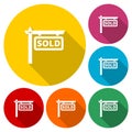 Sold Icons set with long shadow Royalty Free Stock Photo