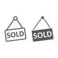 Sold line and glyph icon, real estate and home Royalty Free Stock Photo