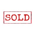 Sold logo. Red writing on white background