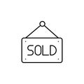 sold, nameplate icon. Simple thin line, outline vector of Real Estate icons for UI and UX, website or mobile application Royalty Free Stock Photo