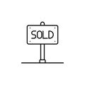 sold, nameplate icon. Simple thin line, outline vector of Real Estate icons for UI and UX, website or mobile application Royalty Free Stock Photo